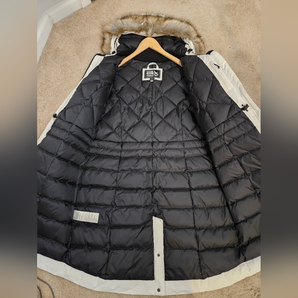 NEW! Eddie Bauer Cream Down Parka Coat Size L - Picture 12 of 15